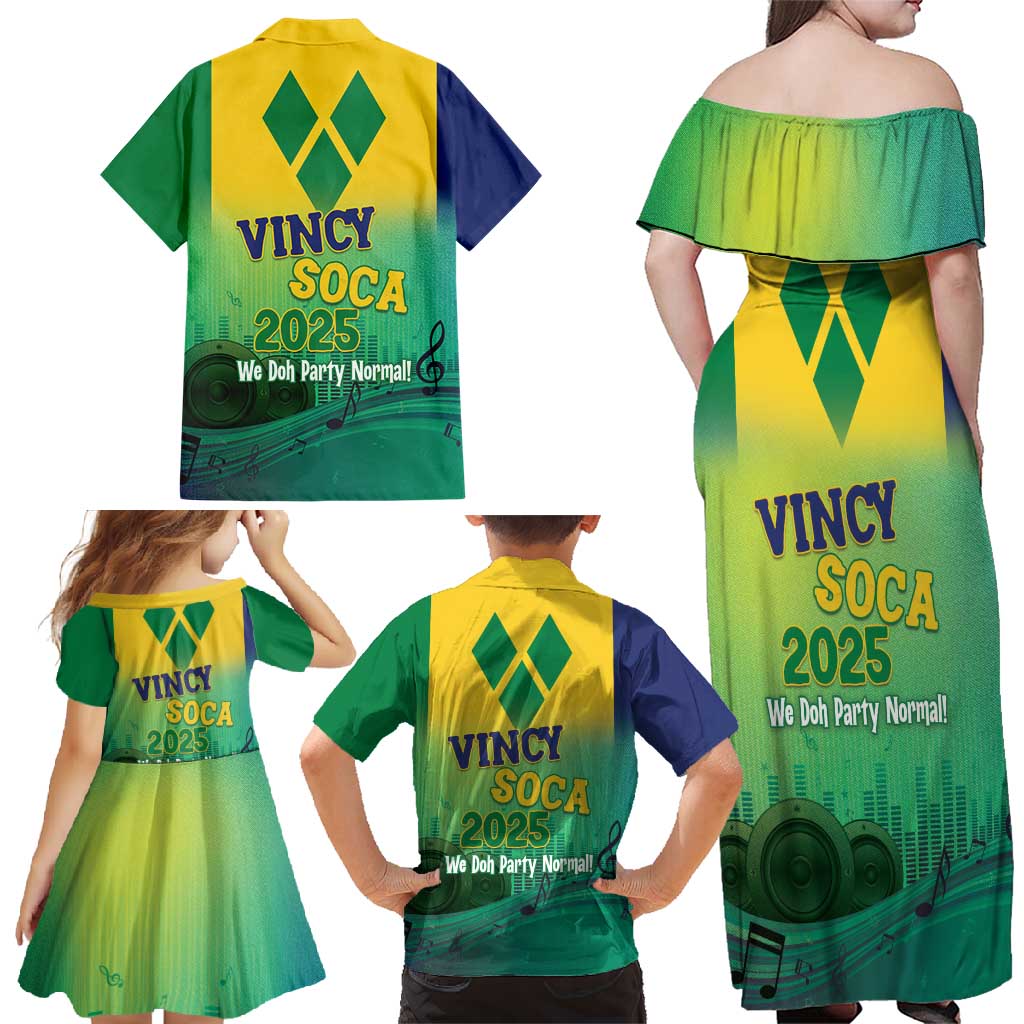 Vincy Mas 2025 Family Matching Off Shoulder Maxi Dress and Hawaiian Shirt Vincy Soca We Doh Party Normal - Wonder Print Shop