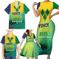 Vincy Mas 2025 Family Matching Short Sleeve Bodycon Dress and Hawaiian Shirt Vincy Soca We Doh Party Normal - Wonder Print Shop