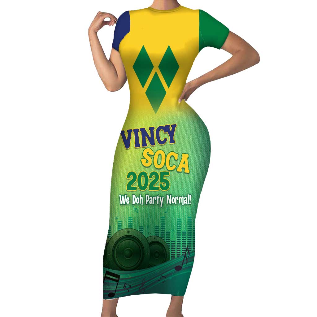 Vincy Mas 2025 Family Matching Short Sleeve Bodycon Dress and Hawaiian Shirt Vincy Soca We Doh Party Normal - Wonder Print Shop