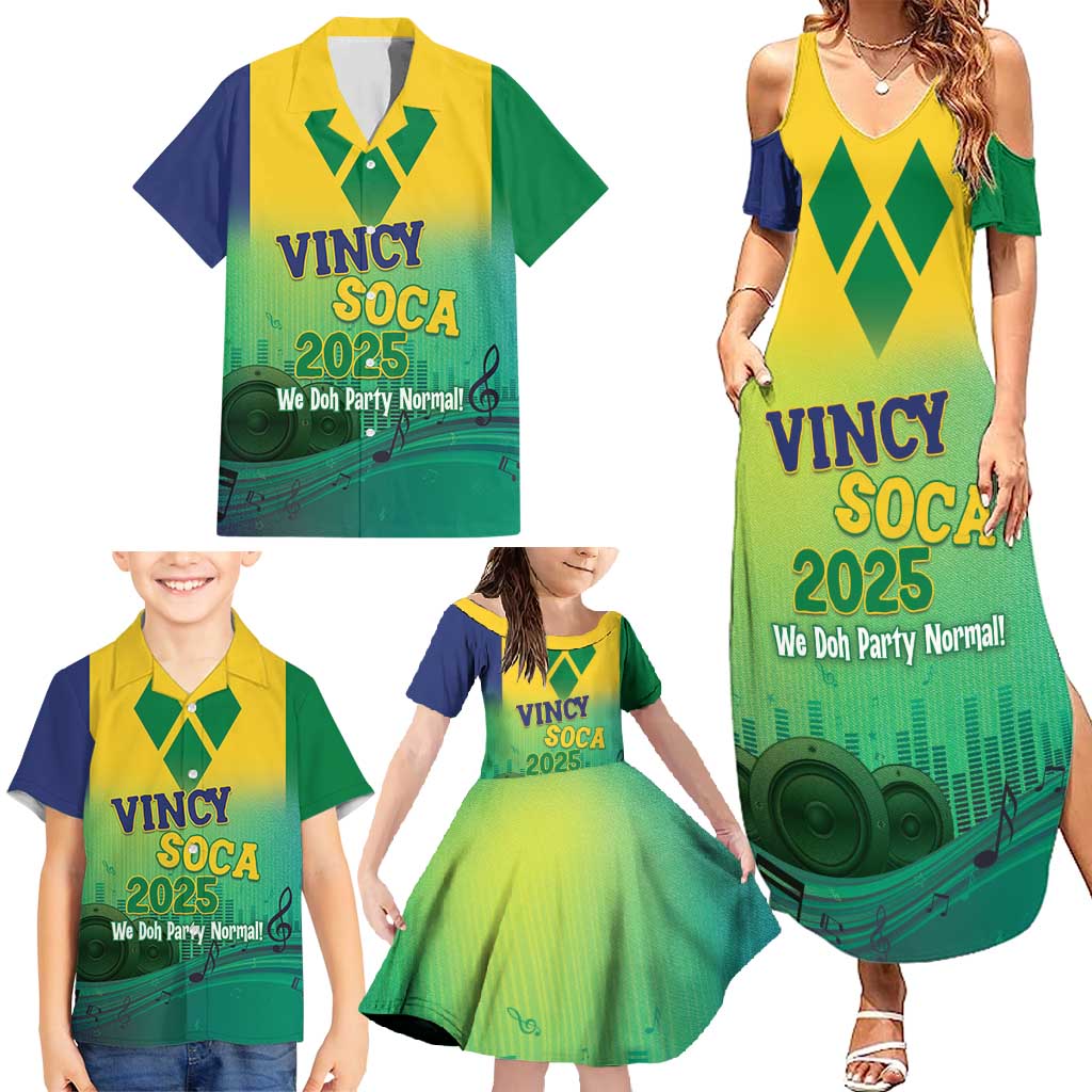 Vincy Mas 2025 Family Matching Summer Maxi Dress and Hawaiian Shirt Vincy Soca We Doh Party Normal - Wonder Print Shop