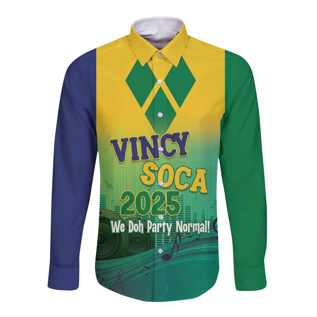 Vincy Mas 2025 Long Sleeve Button Shirt Vincy Soca We Doh Party Normal - Wonder Print Shop