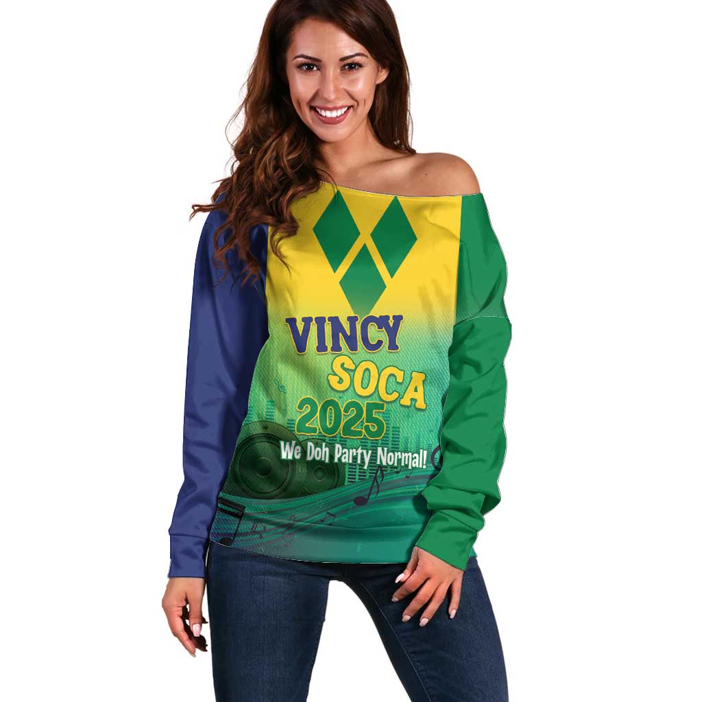 Vincy Mas 2025 Off Shoulder Sweater Vincy Soca We Doh Party Normal - Wonder Print Shop