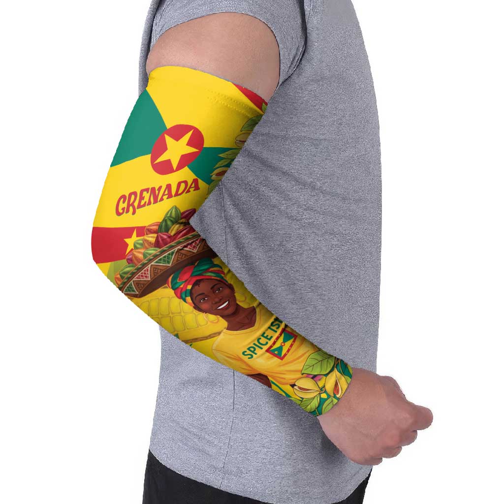 Personalized Grenada Spicemas 2025 Arm Sleeves Spice Isle Nutmeg Cocoa Pod - Wonder Print Shop