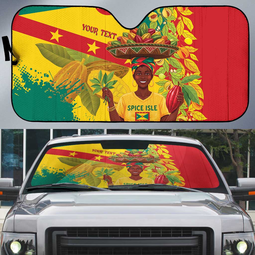 Personalized Grenada Spicemas 2025 Auto Sun Shade Spice Isle Nutmeg Cocoa Pod - Wonder Print Shop