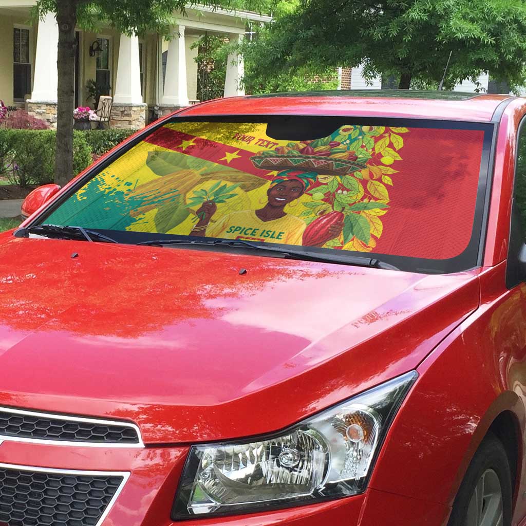 Personalized Grenada Spicemas 2025 Auto Sun Shade Spice Isle Nutmeg Cocoa Pod - Wonder Print Shop