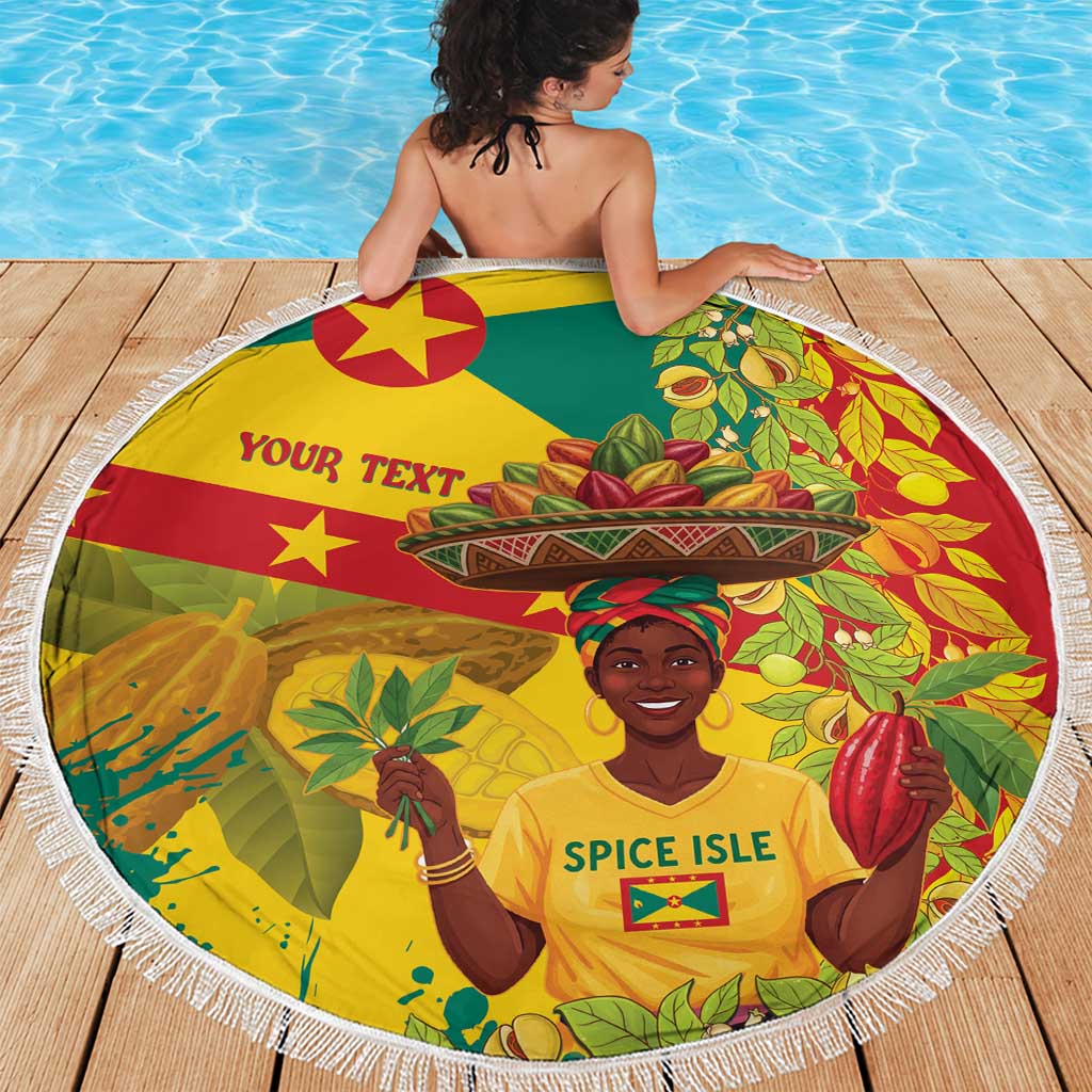 Personalized Grenada Spicemas 2025 Beach Blanket Spice Isle Nutmeg Cocoa Pod - Wonder Print Shop