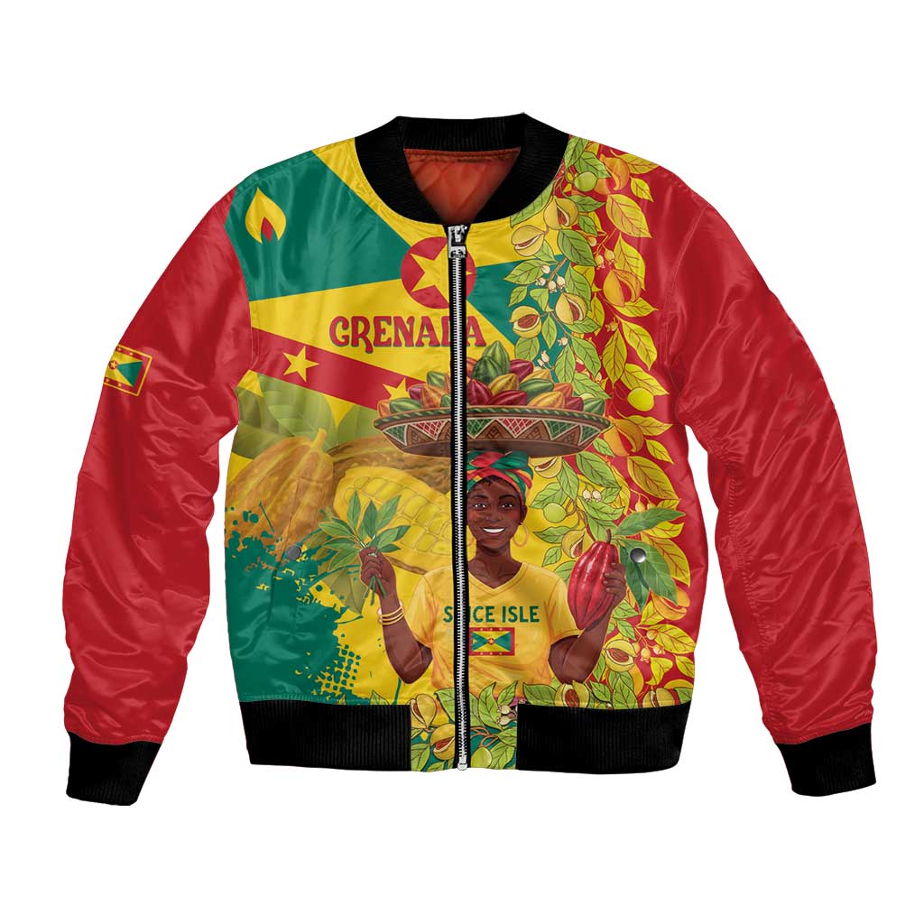 Personalized Grenada Spicemas 2025 Bomber Jacket Spice Isle Nutmeg Cocoa Pod - Wonder Print Shop