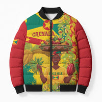 Personalized Grenada Spicemas 2025 Bomber Puffer Jacket Spice Isle Nutmeg Cocoa Pod - Wonder Print Shop
