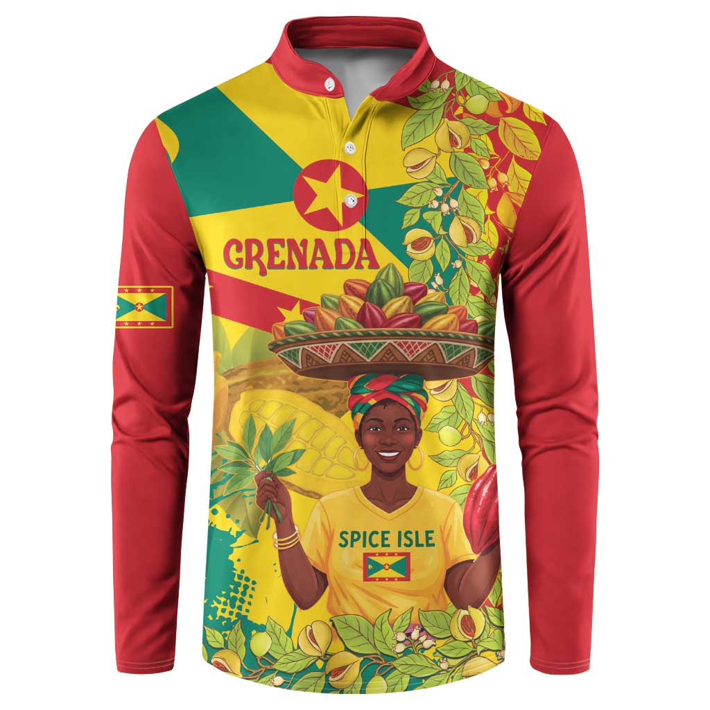 Personalized Grenada Spicemas 2025 Button Sweatshirt Spice Isle Nutmeg Cocoa Pod - Wonder Print Shop