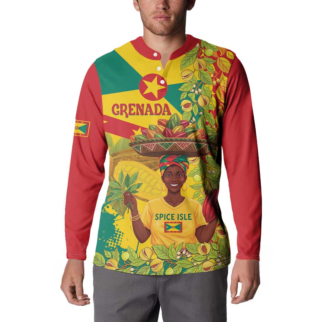 Personalized Grenada Spicemas 2025 Button Sweatshirt Spice Isle Nutmeg Cocoa Pod - Wonder Print Shop