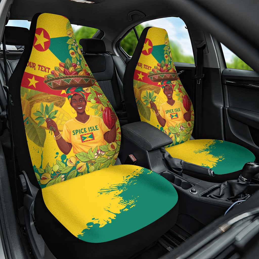 Personalized Grenada Spicemas 2025 Car Seat Cover Spice Isle Nutmeg Cocoa Pod - Wonder Print Shop