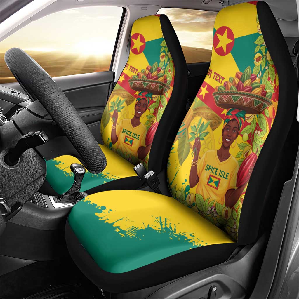 Personalized Grenada Spicemas 2025 Car Seat Cover Spice Isle Nutmeg Cocoa Pod - Wonder Print Shop