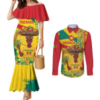 Personalized Grenada Spicemas 2025 Couples Matching Mermaid Dress and Long Sleeve Button Shirt Spice Isle Nutmeg Cocoa Pod - Wonder Print Shop
