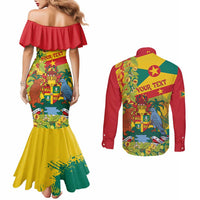 Personalized Grenada Spicemas 2025 Couples Matching Mermaid Dress and Long Sleeve Button Shirt Spice Isle Nutmeg Cocoa Pod - Wonder Print Shop