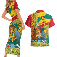 Personalized Grenada Spicemas 2025 Couples Matching Short Sleeve Bodycon Dress and Hawaiian Shirt Spice Isle Nutmeg Cocoa Pod - Wonder Print Shop