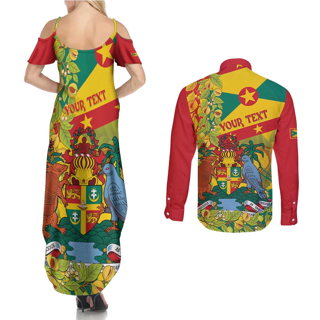 Personalized Grenada Spicemas 2025 Couples Matching Summer Maxi Dress and Long Sleeve Button Shirt Spice Isle Nutmeg Cocoa Pod - Wonder Print Shop