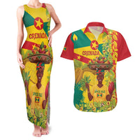 Personalized Grenada Spicemas 2025 Couples Matching Tank Maxi Dress and Hawaiian Shirt Spice Isle Nutmeg Cocoa Pod - Wonder Print Shop
