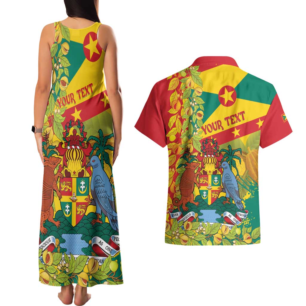 Personalized Grenada Spicemas 2025 Couples Matching Tank Maxi Dress and Hawaiian Shirt Spice Isle Nutmeg Cocoa Pod - Wonder Print Shop