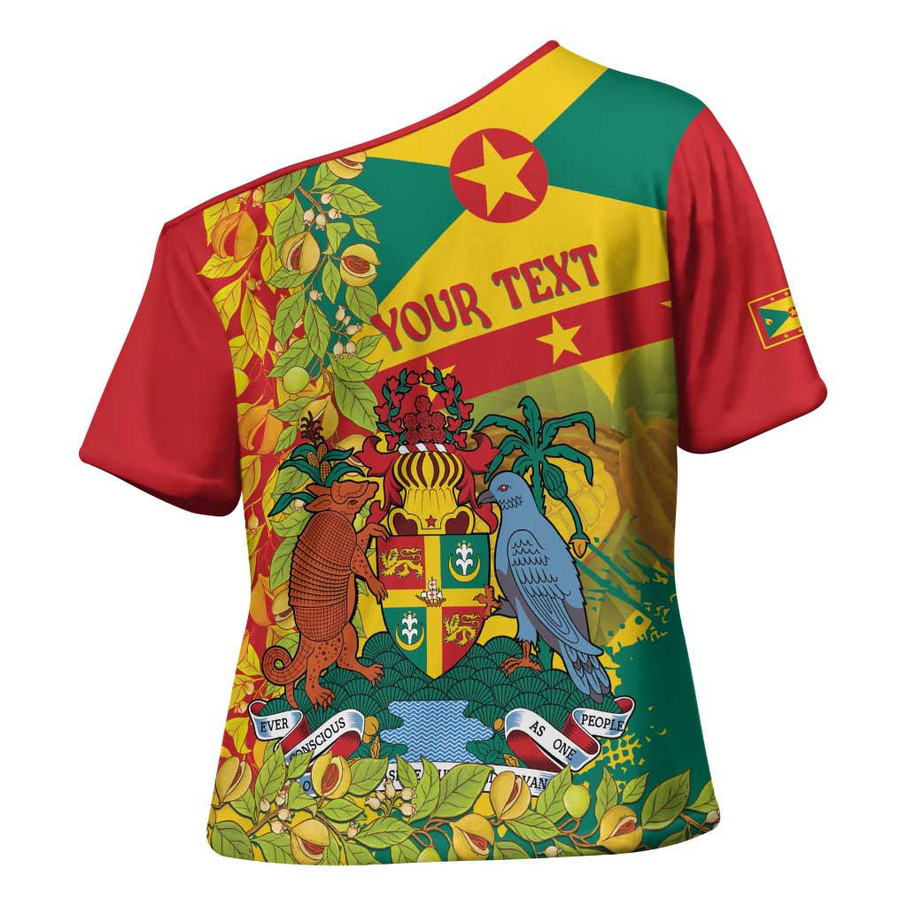 Personalized Grenada Spicemas 2025 Cross Shoulder Shirt Spice Isle Nutmeg Cocoa Pod - Wonder Print Shop