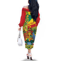 Personalized Grenada Spicemas 2025 Family Matching Off The Shoulder Long Sleeve Dress and Hawaiian Shirt Spice Isle Nutmeg Cocoa Pod - Wonder Print Shop