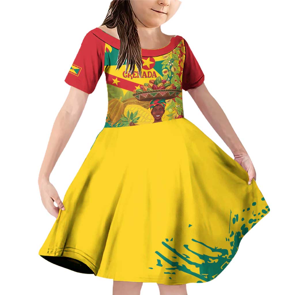 Personalized Grenada Spicemas 2025 Family Matching Off Shoulder Short Dress and Hawaiian Shirt Spice Isle Nutmeg Cocoa Pod - Wonder Print Shop
