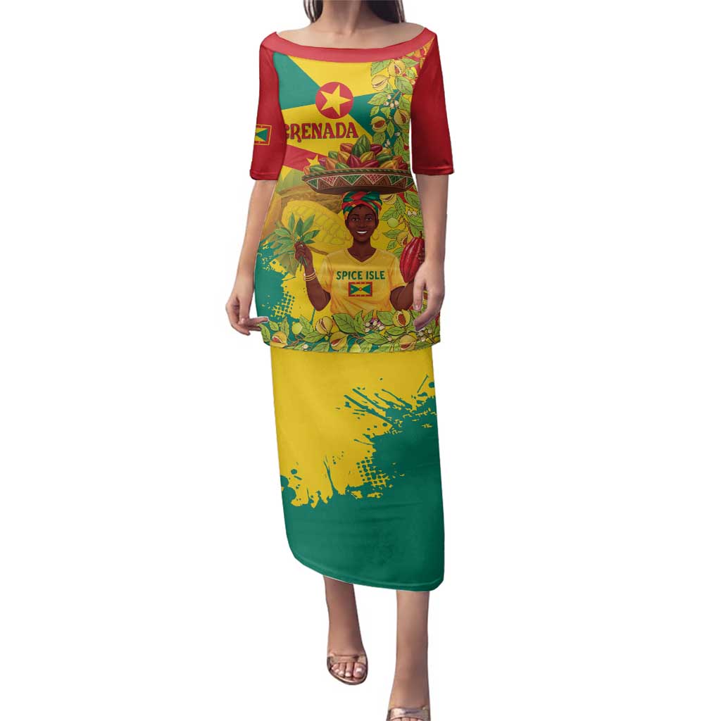 Personalized Grenada Spicemas 2025 Family Matching Puletasi and Hawaiian Shirt Spice Isle Nutmeg Cocoa Pod - Wonder Print Shop