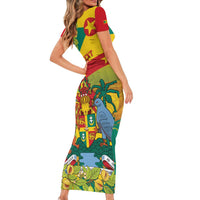 Personalized Grenada Spicemas 2025 Family Matching Short Sleeve Bodycon Dress and Hawaiian Shirt Spice Isle Nutmeg Cocoa Pod - Wonder Print Shop