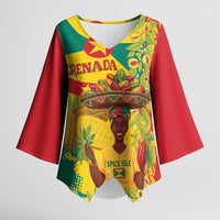 Personalized Grenada Spicemas 2025 Kimono Sleeve Blouse Spice Isle Nutmeg Cocoa Pod - Wonder Print Shop