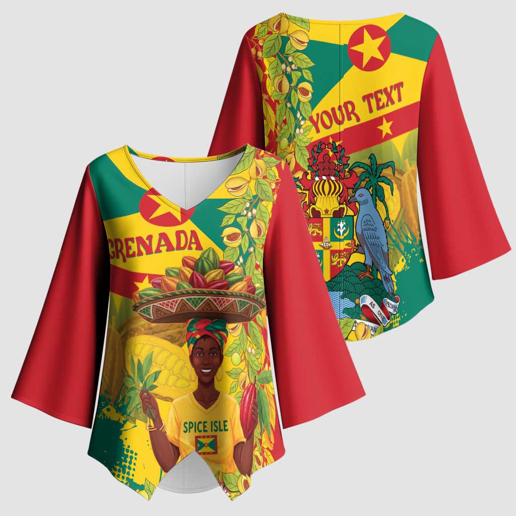 Personalized Grenada Spicemas 2025 Kimono Sleeve Blouse Spice Isle Nutmeg Cocoa Pod - Wonder Print Shop