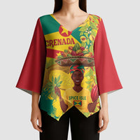 Personalized Grenada Spicemas 2025 Kimono Sleeve Blouse Spice Isle Nutmeg Cocoa Pod - Wonder Print Shop