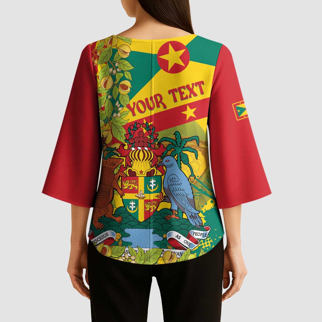 Personalized Grenada Spicemas 2025 Kimono Sleeve Blouse Spice Isle Nutmeg Cocoa Pod - Wonder Print Shop