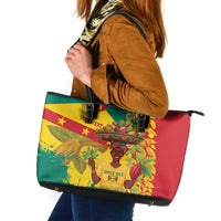 Personalized Grenada Spicemas 2025 Leather Tote Bag Spice Isle Nutmeg Cocoa Pod - Wonder Print Shop
