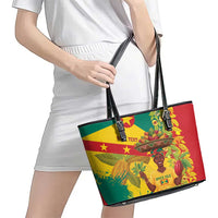 Personalized Grenada Spicemas 2025 Leather Tote Bag Spice Isle Nutmeg Cocoa Pod - Wonder Print Shop