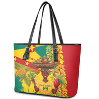 Personalized Grenada Spicemas 2025 Leather Tote Bag Spice Isle Nutmeg Cocoa Pod - Wonder Print Shop