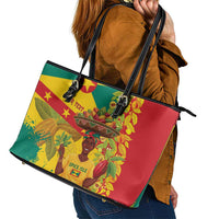 Personalized Grenada Spicemas 2025 Leather Tote Bag Spice Isle Nutmeg Cocoa Pod - Wonder Print Shop