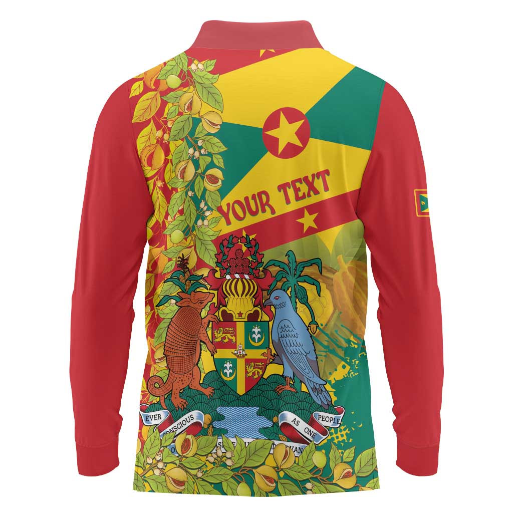 Personalized Grenada Spicemas 2025 Long Sleeve Polo Shirt Spice Isle Nutmeg Cocoa Pod - Wonder Print Shop