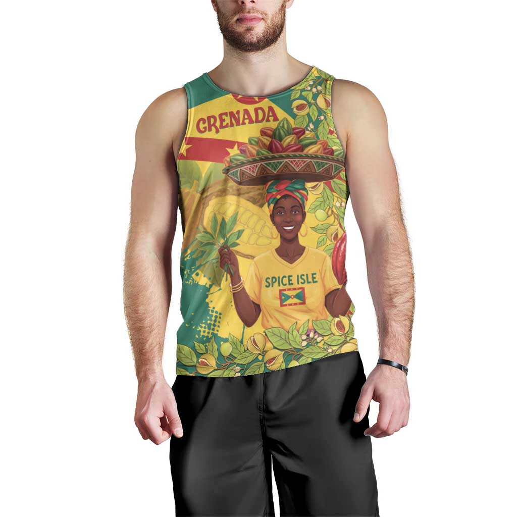 Personalized Grenada Spicemas 2025 Men Tank Top Spice Isle Nutmeg Cocoa Pod - Wonder Print Shop