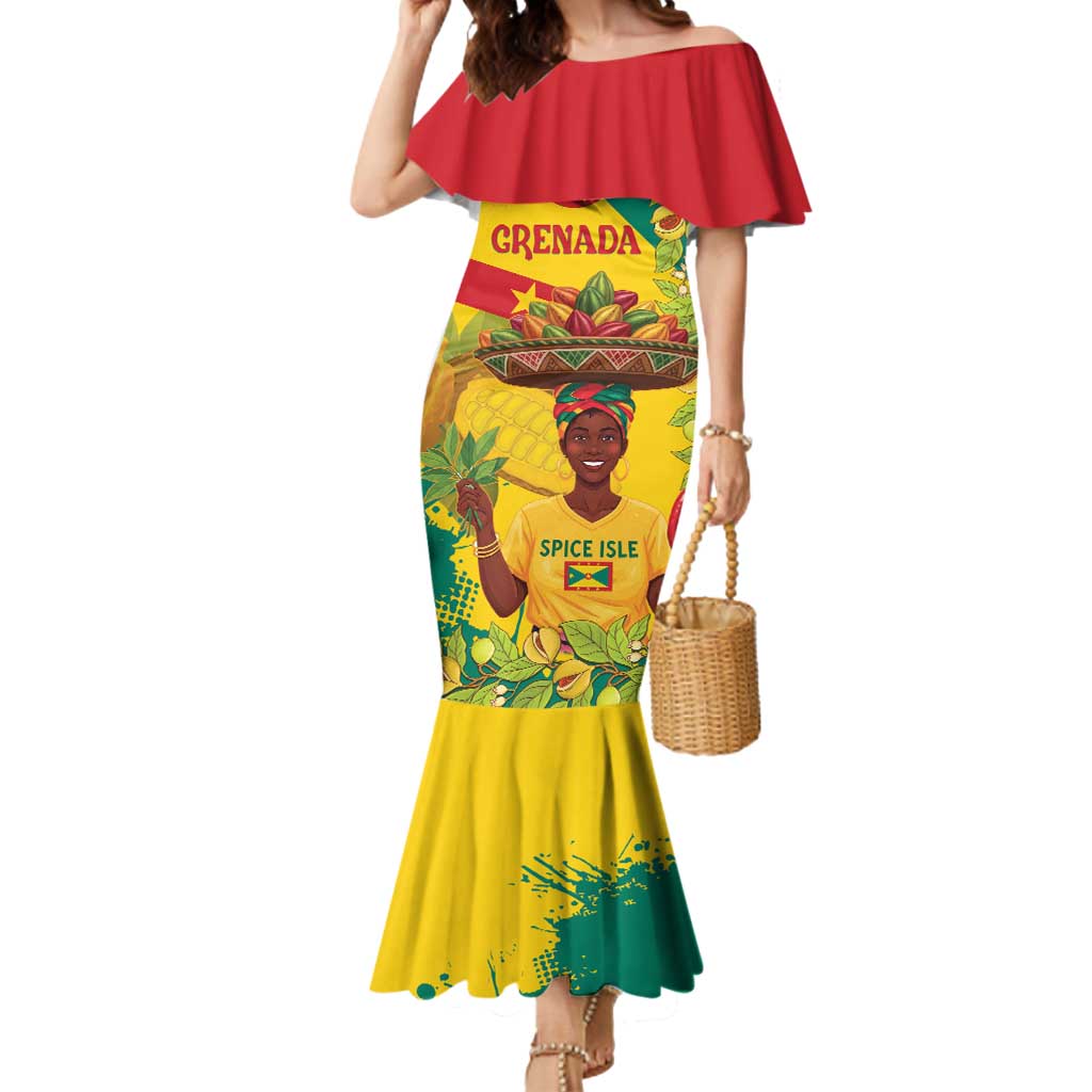 Personalized Grenada Spicemas 2025 Mermaid Dress Spice Isle Nutmeg Cocoa Pod - Wonder Print Shop
