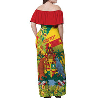 Personalized Grenada Spicemas 2025 Off Shoulder Maxi Dress Spice Isle Nutmeg Cocoa Pod - Wonder Print Shop