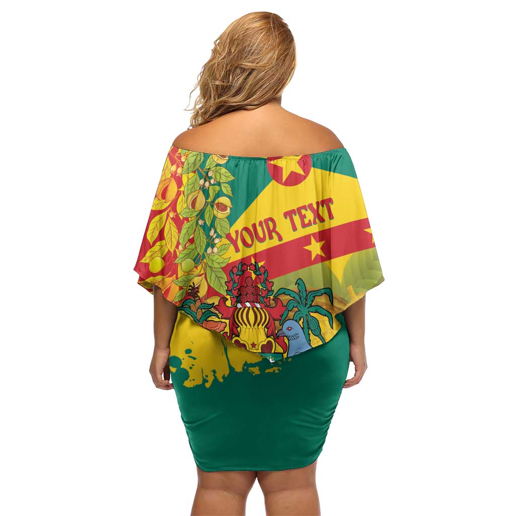 Personalized Grenada Spicemas 2025 Off Shoulder Short Dress Spice Isle Nutmeg Cocoa Pod - Wonder Print Shop