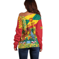 Personalized Grenada Spicemas 2025 Off Shoulder Sweater Spice Isle Nutmeg Cocoa Pod - Wonder Print Shop