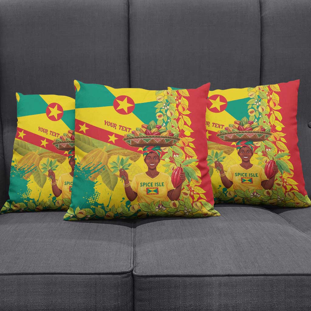 Personalized Grenada Spicemas 2025 Pillow Cover Spice Isle Nutmeg Cocoa Pod - Wonder Print Shop