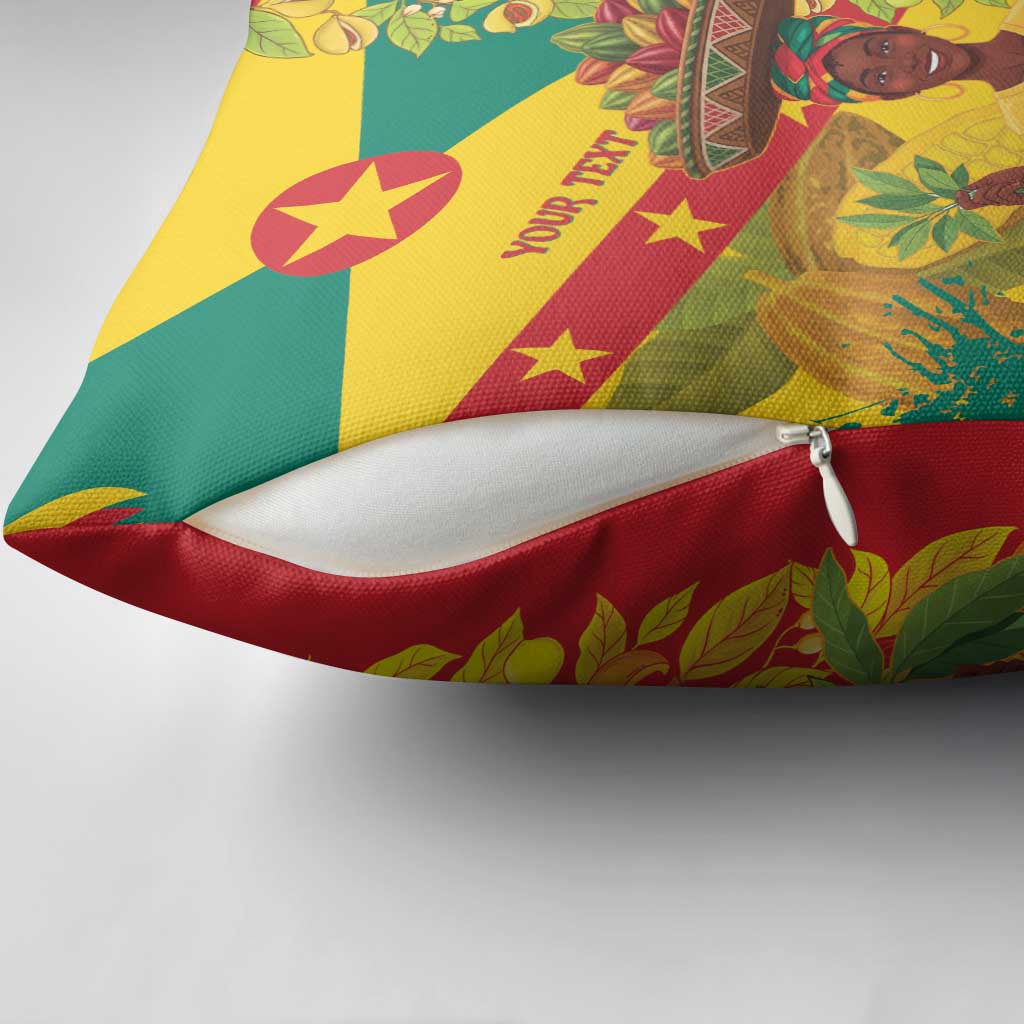 Personalized Grenada Spicemas 2025 Pillow Cover Spice Isle Nutmeg Cocoa Pod - Wonder Print Shop