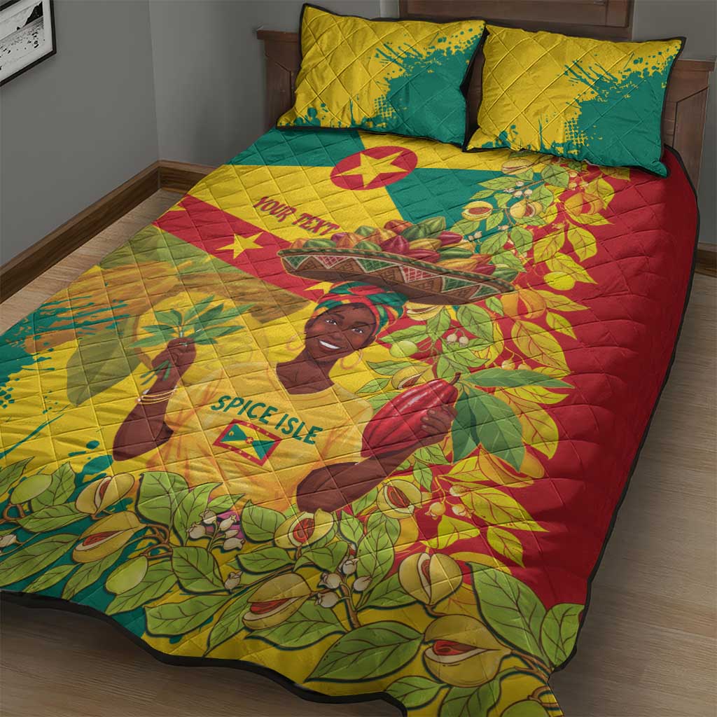 Personalized Grenada Spicemas 2025 Quilt Bed Set Spice Isle Nutmeg Cocoa Pod - Wonder Print Shop