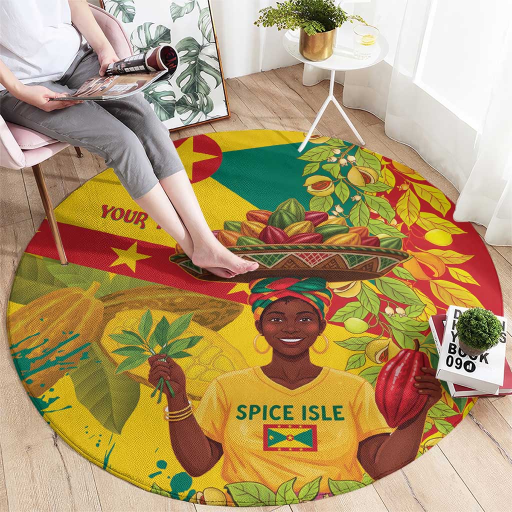 Personalized Grenada Spicemas 2025 Round Carpet Spice Isle Nutmeg Cocoa Pod - Wonder Print Shop