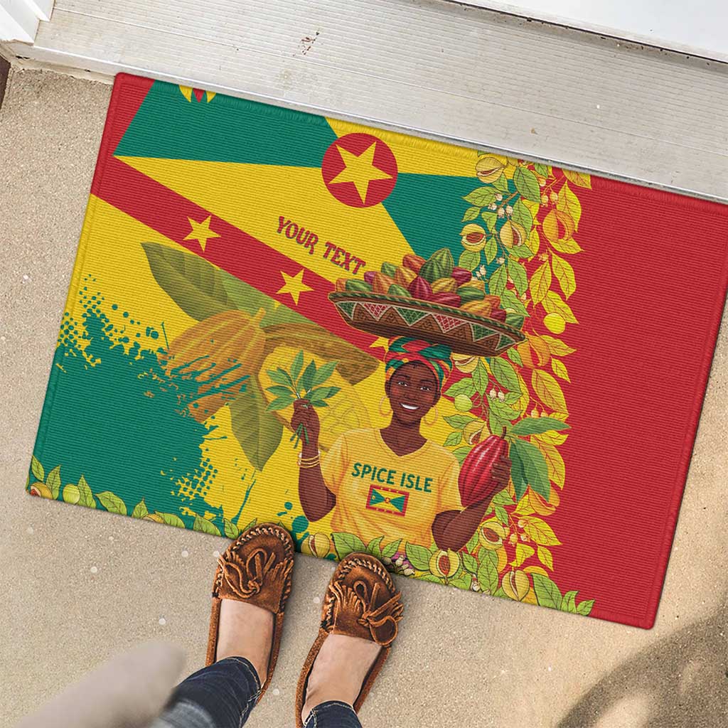 Personalized Grenada Spicemas 2025 Rubber Doormat Spice Isle Nutmeg Cocoa Pod - Wonder Print Shop
