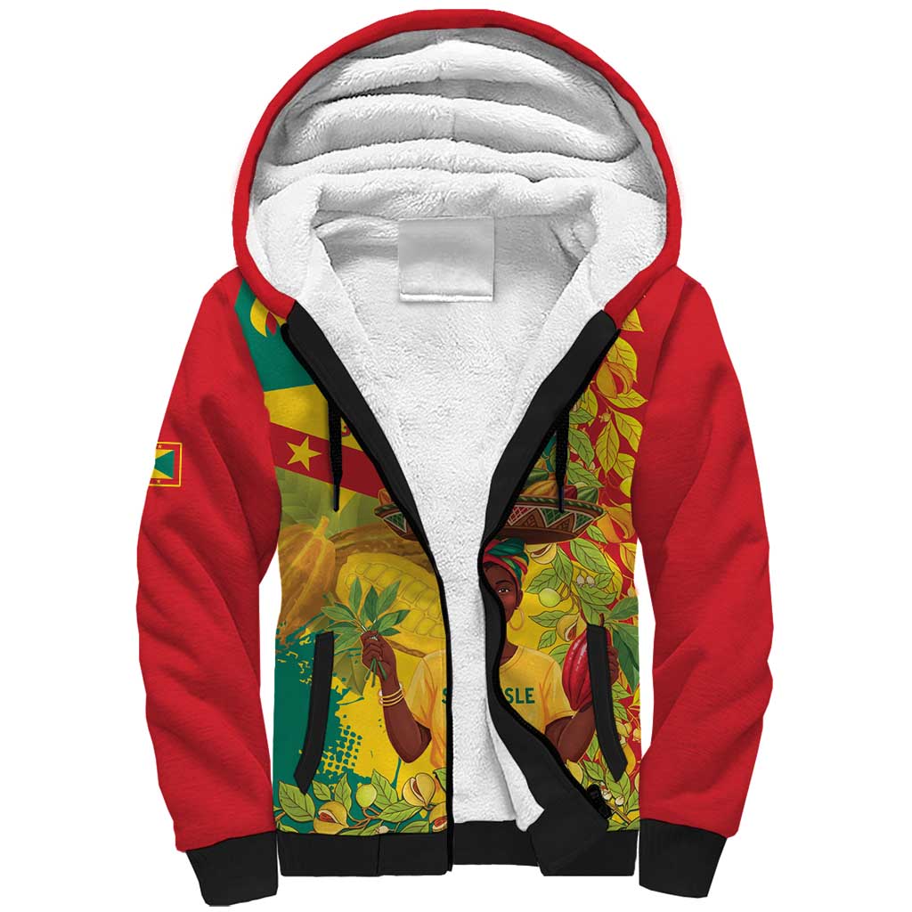 Personalized Grenada Spicemas 2025 Sherpa Hoodie Spice Isle Nutmeg Cocoa Pod - Wonder Print Shop
