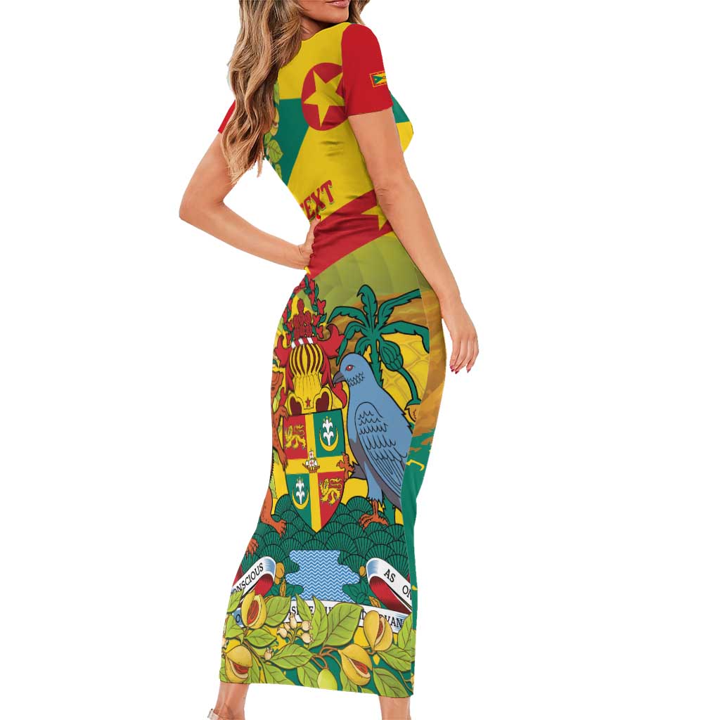 Personalized Grenada Spicemas 2025 Short Sleeve Bodycon Dress Spice Isle Nutmeg Cocoa Pod - Wonder Print Shop