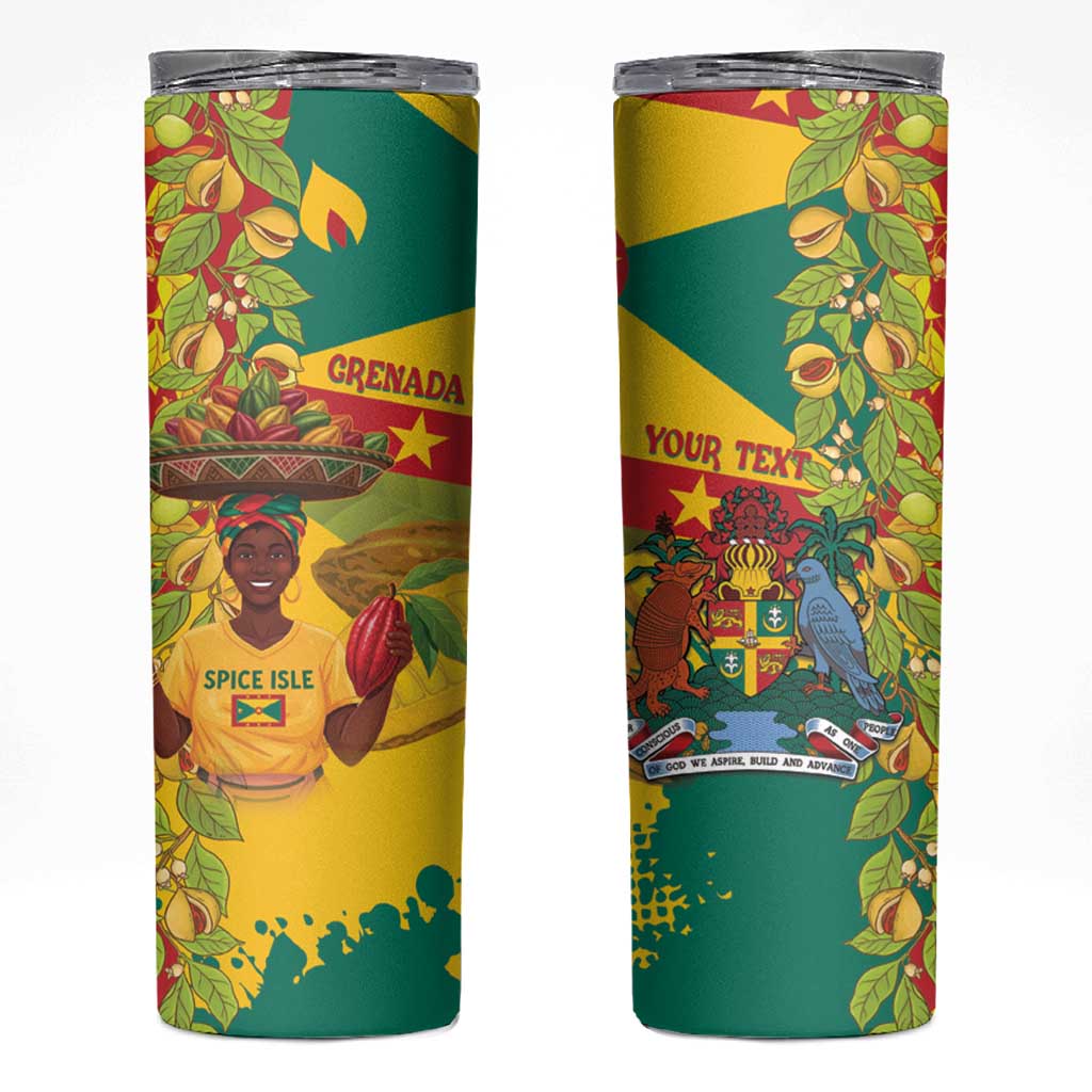 Personalized Grenada Spicemas 2025 Skinny Tumbler Spice Isle Nutmeg Cocoa Pod - Wonder Print Shop