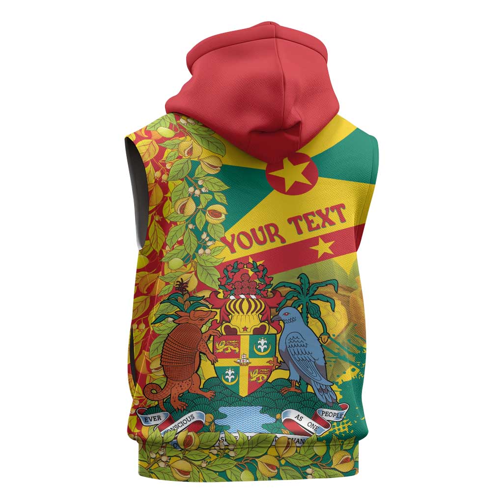 Personalized Grenada Spicemas 2025 Sleeveless Hoodie Spice Isle Nutmeg Cocoa Pod - Wonder Print Shop